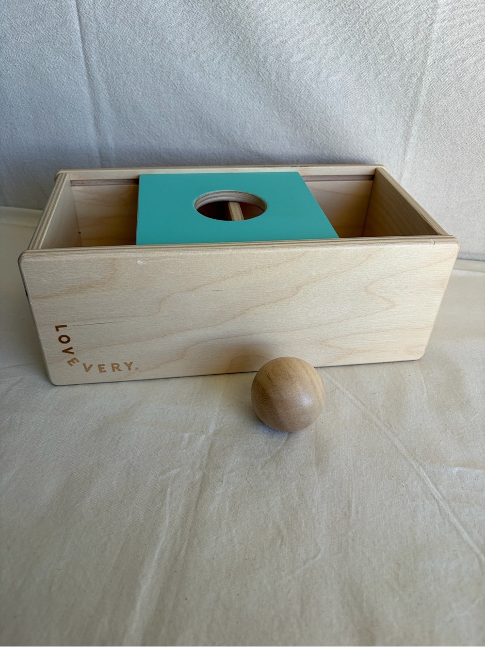 Lovevery Sliding Top Ball Drop Box wooden Baby Toddler Toy